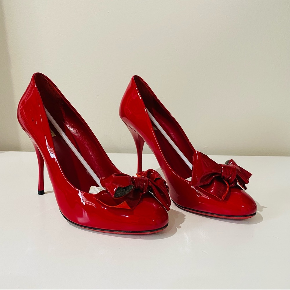 Miu Miu Red Patent Leather Heels with Bow!